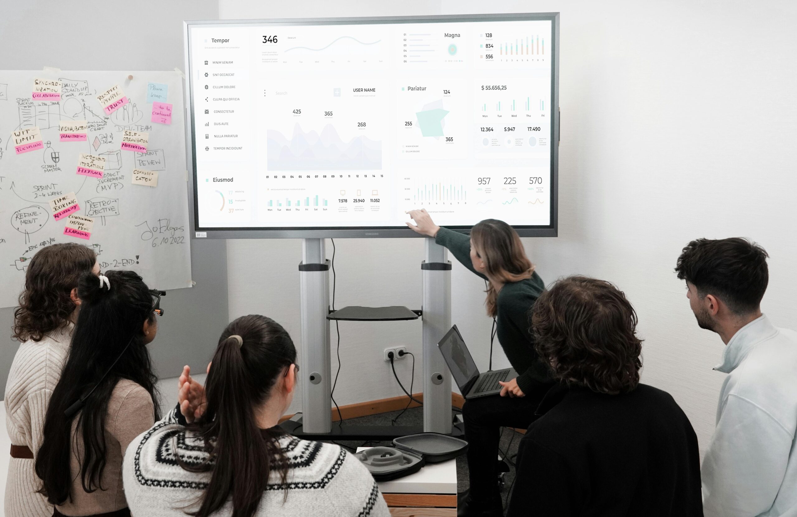 Team reviewing a performance dashboard during Waterdog’s ConnectWise PSA optimization with Pivotal Crew